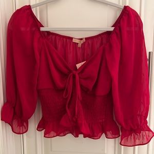 NWT Red Smocked Top Small - From Dillards - Juniors